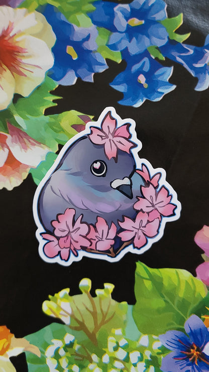 Cherry Blossom Pigeon Sticker