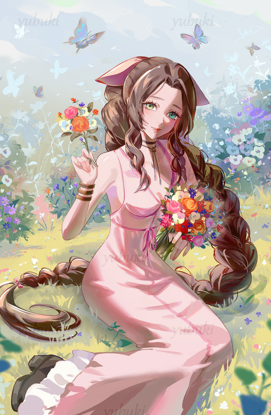 Flower Girl Aerith (11" x 17")