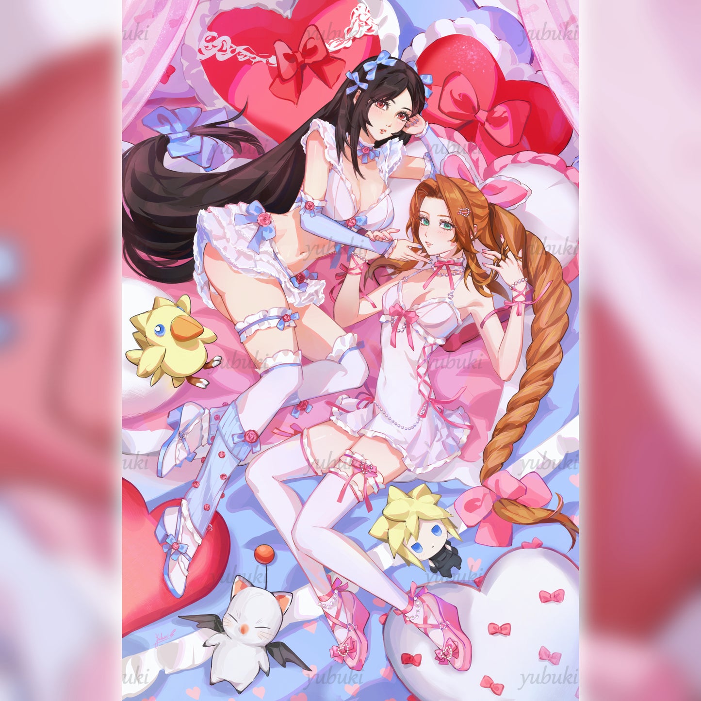Tifa and Aerith (Valentine version) (11" x 17")