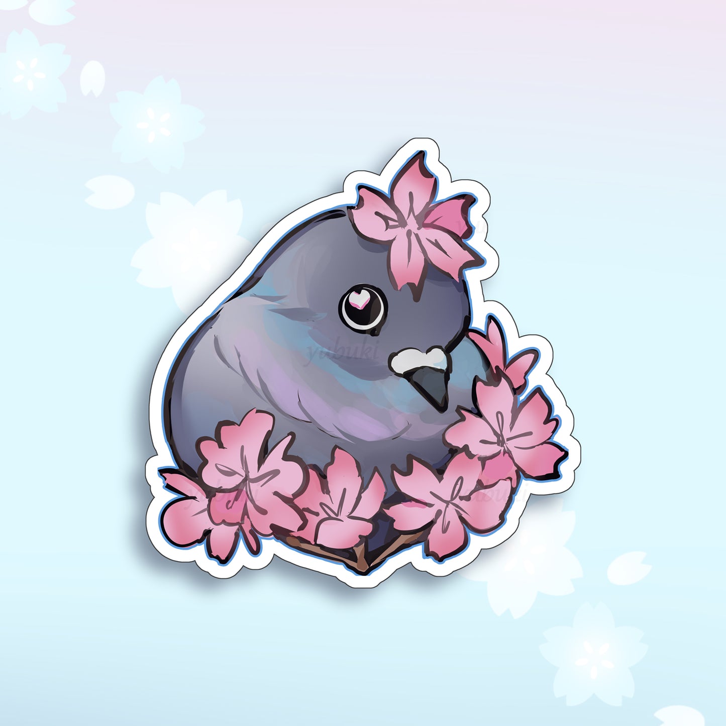 Cherry Blossom Pigeon Sticker