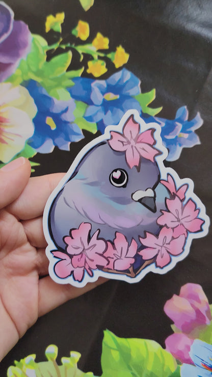 Cherry Blossom Pigeon Sticker