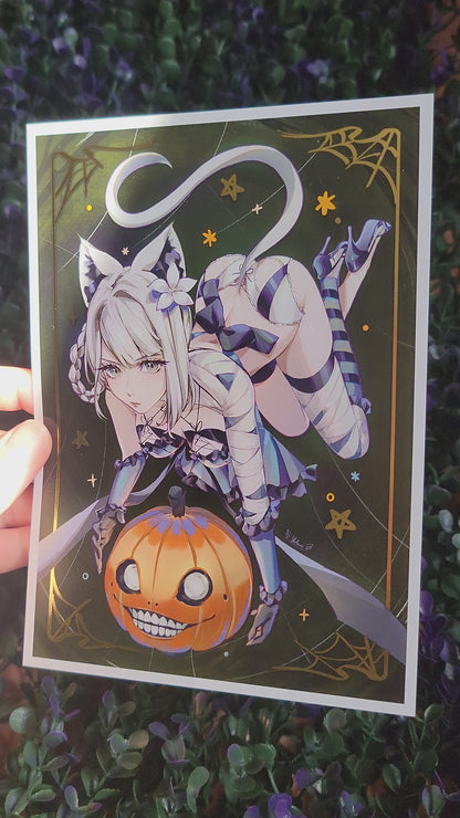Halloween Kaine and Emil Gold Foil Print (5" x 7")